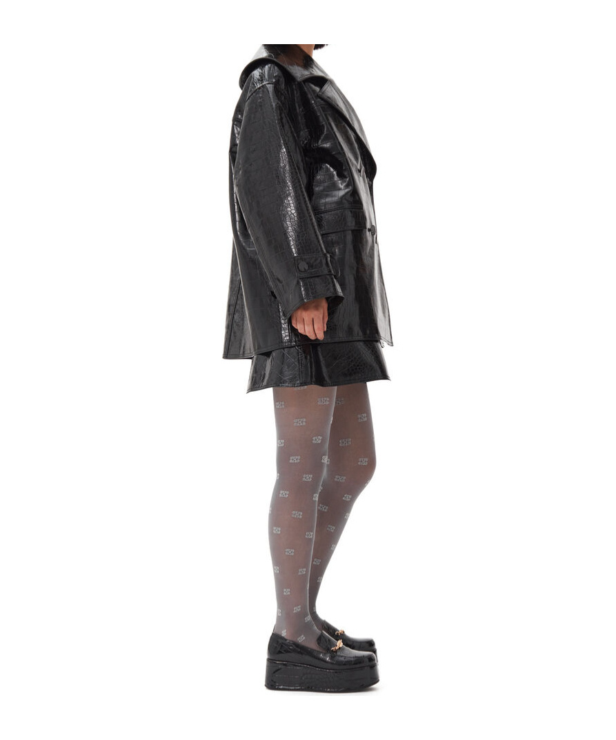 Ganni Future Coated Mid-length Jacket In Black