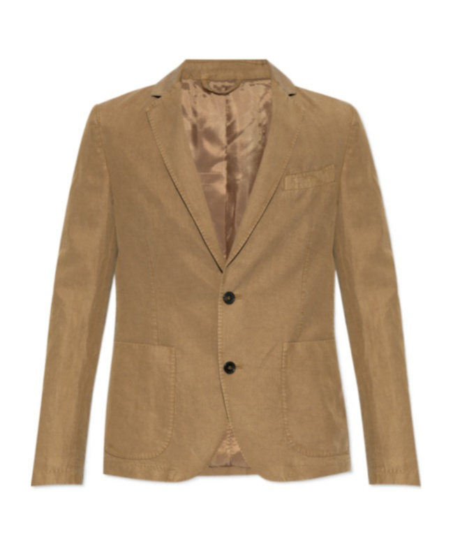 Shop Officine Generale Single-breasted Blazer In Brown