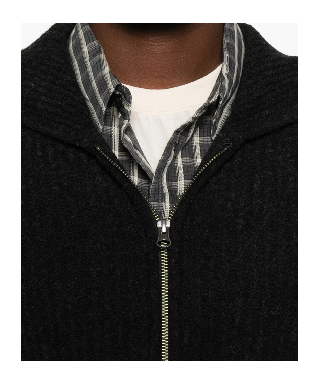 Samsoe & Samsoe Zip-up Hooded Sweater In Black