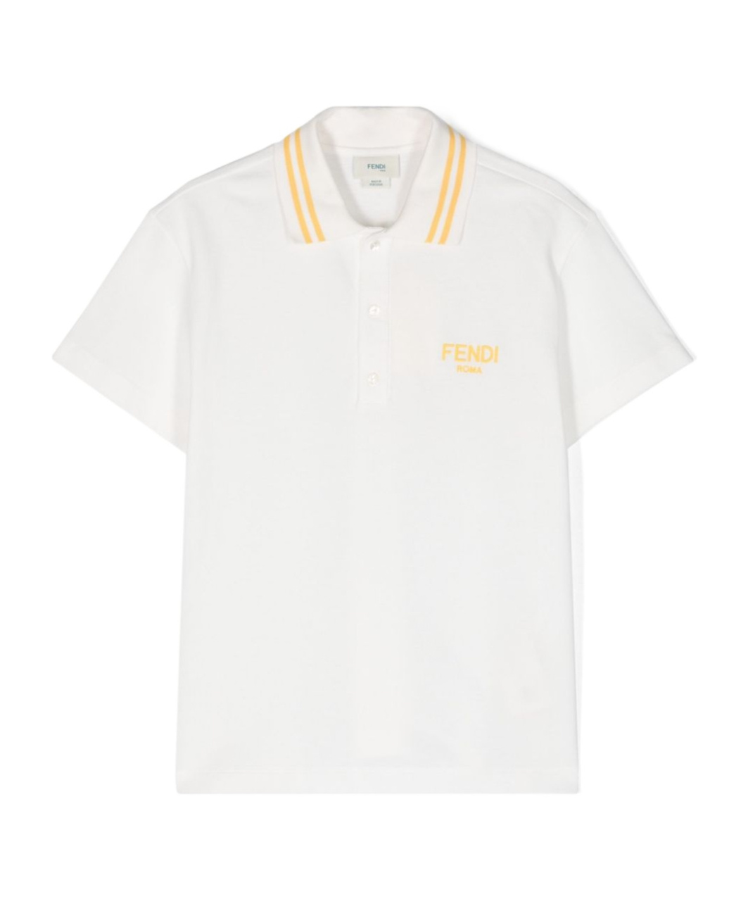 Fendi Logo-embroidered Cotton Polo Shirt In White