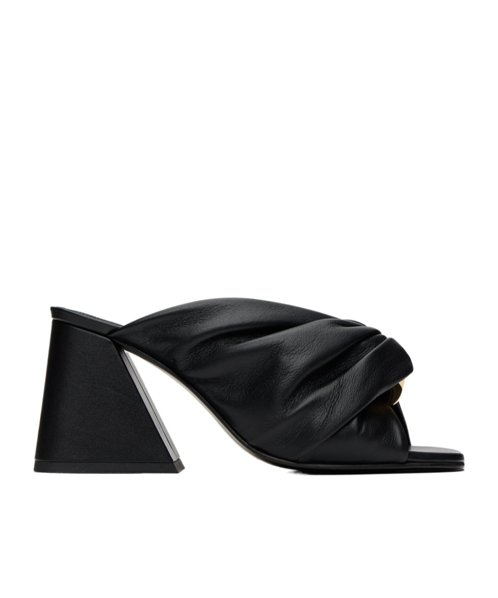 Jw Anderson Chain Twist Open Toe High Heeled Sandals In Black