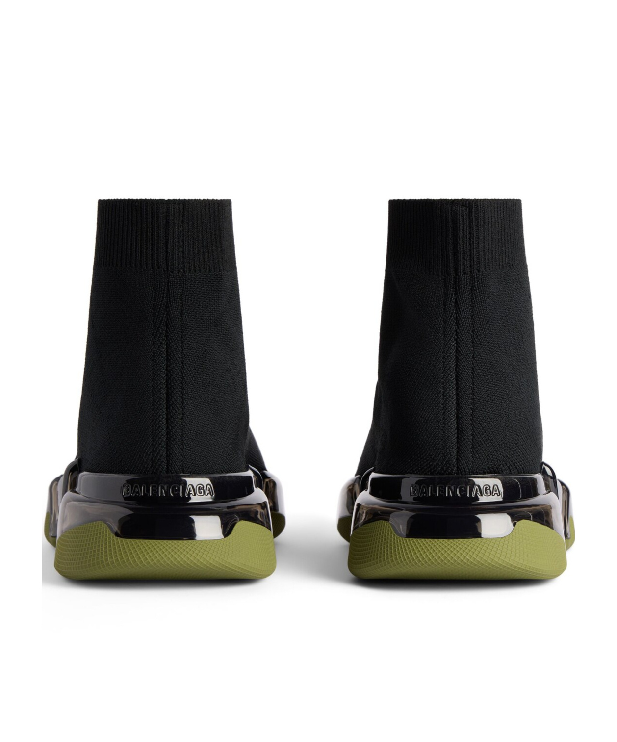 Balenciaga Men's Speed 2.0 Full Clear Sole Recycled Knit Sneaker In Black/khaki In Black