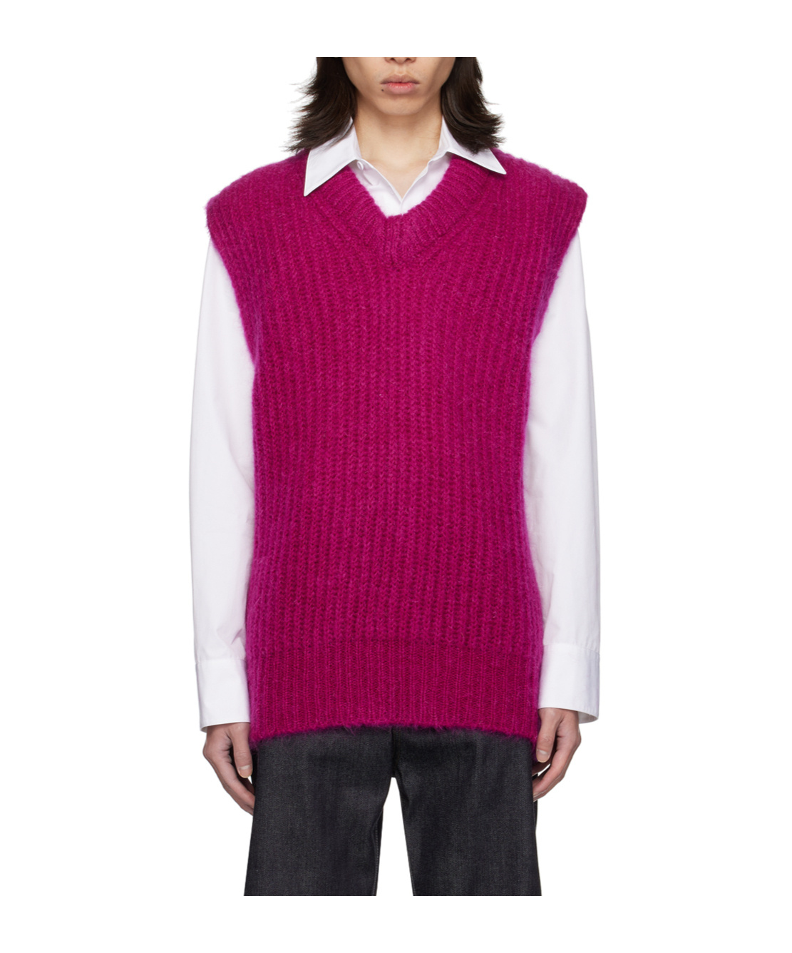 Jil Sander V-neck Sleeveless Knitted Sweater In Red
