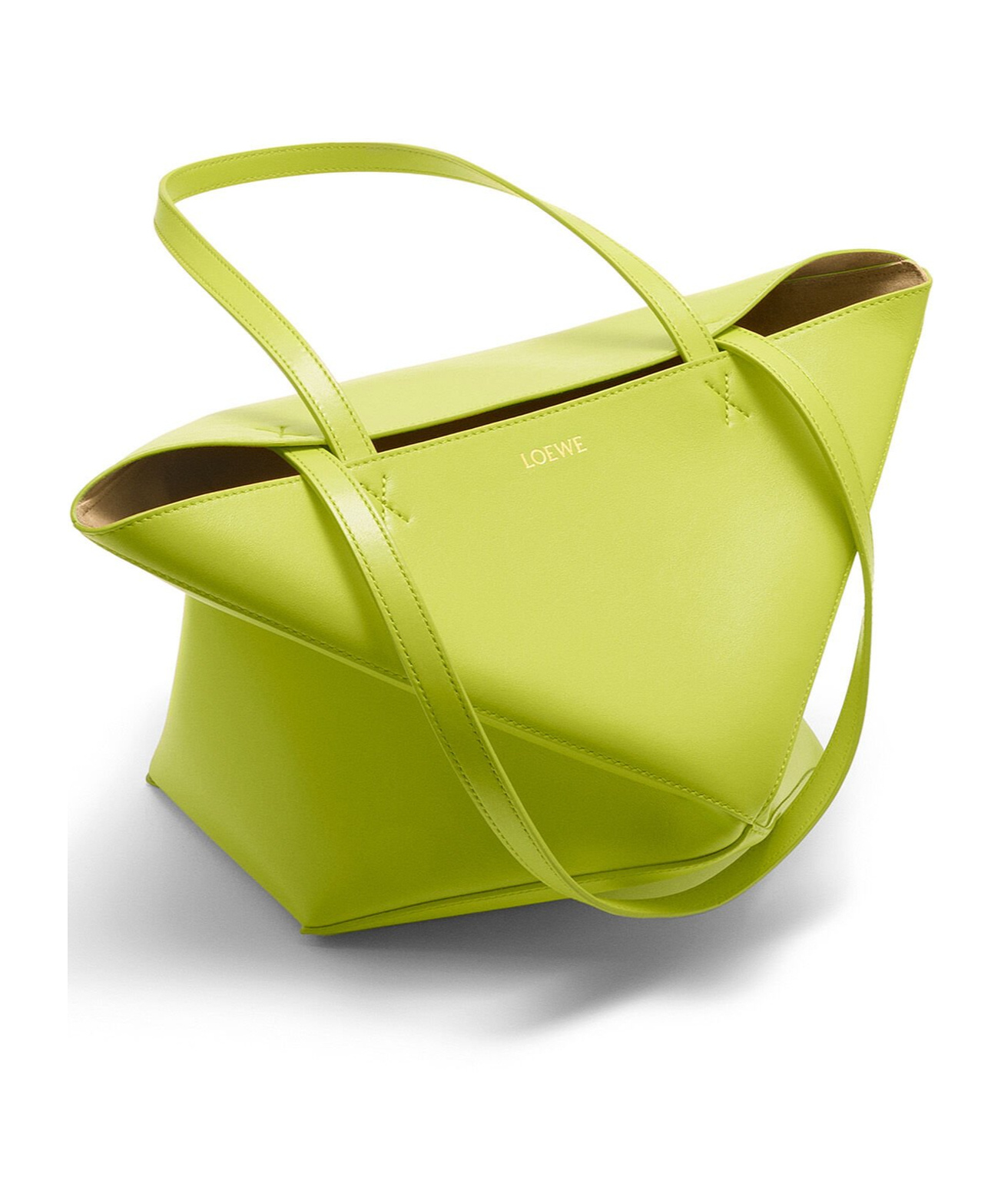 Loewe Medium Leather Puzzle Fold Tote Bag In Green