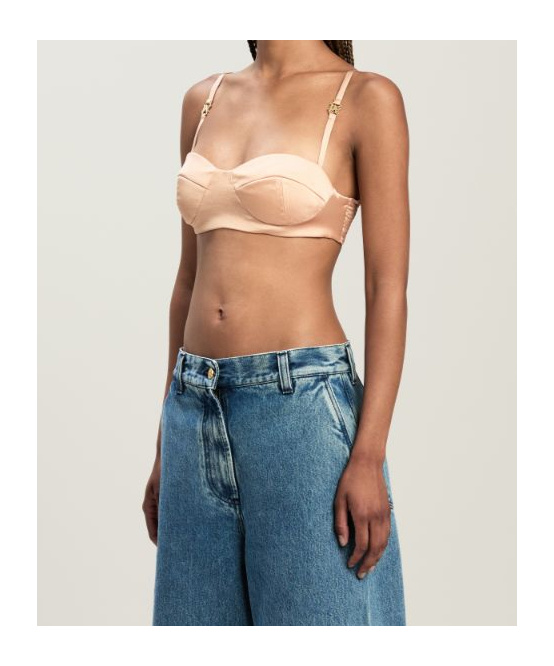 Palm Angels Pa Logo Cup Bra In Nude