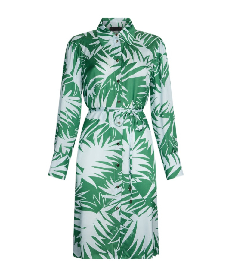 Liu •jo Mini Dress With Green And White Leaves Printed In Green