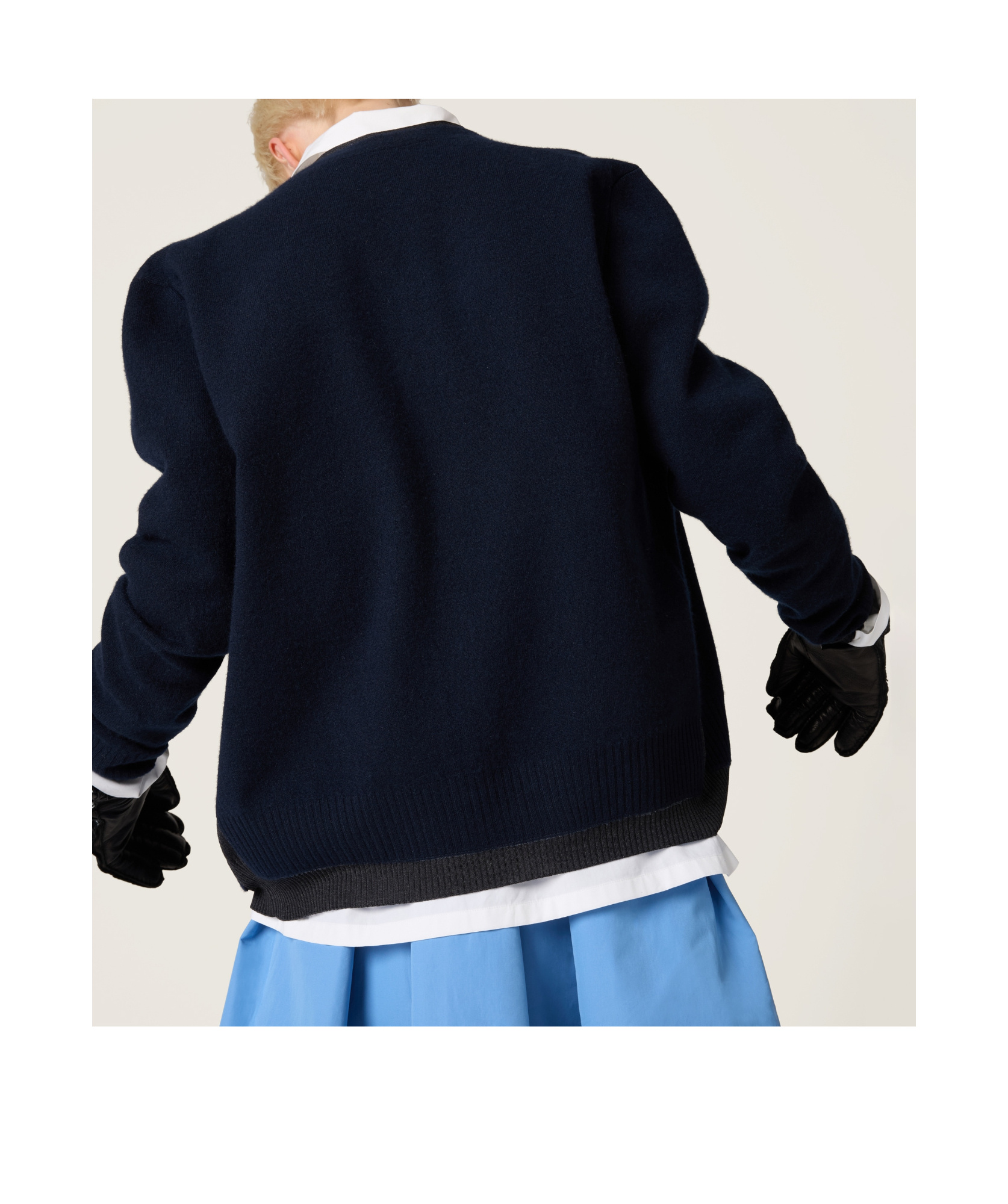 Miu Miu Long-sleeved Silk Cashmere Cardigan In Black