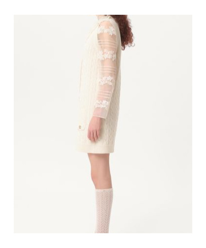 Valentino Long-sleeved Wool Cardigan In Milk Color