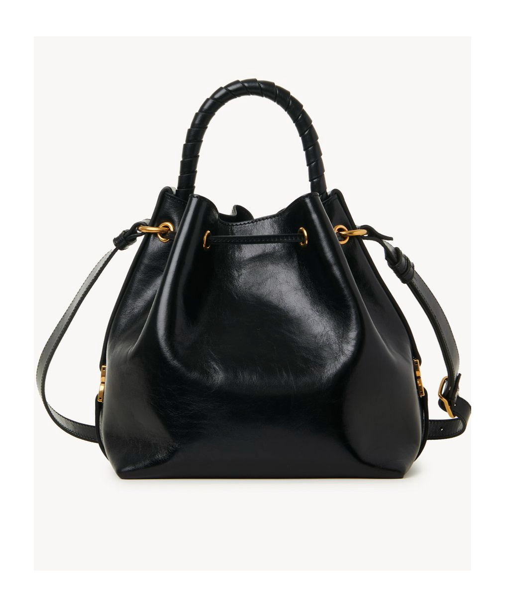 Chloé Marcie Bucket Bag In Shiny Calfskin In Black