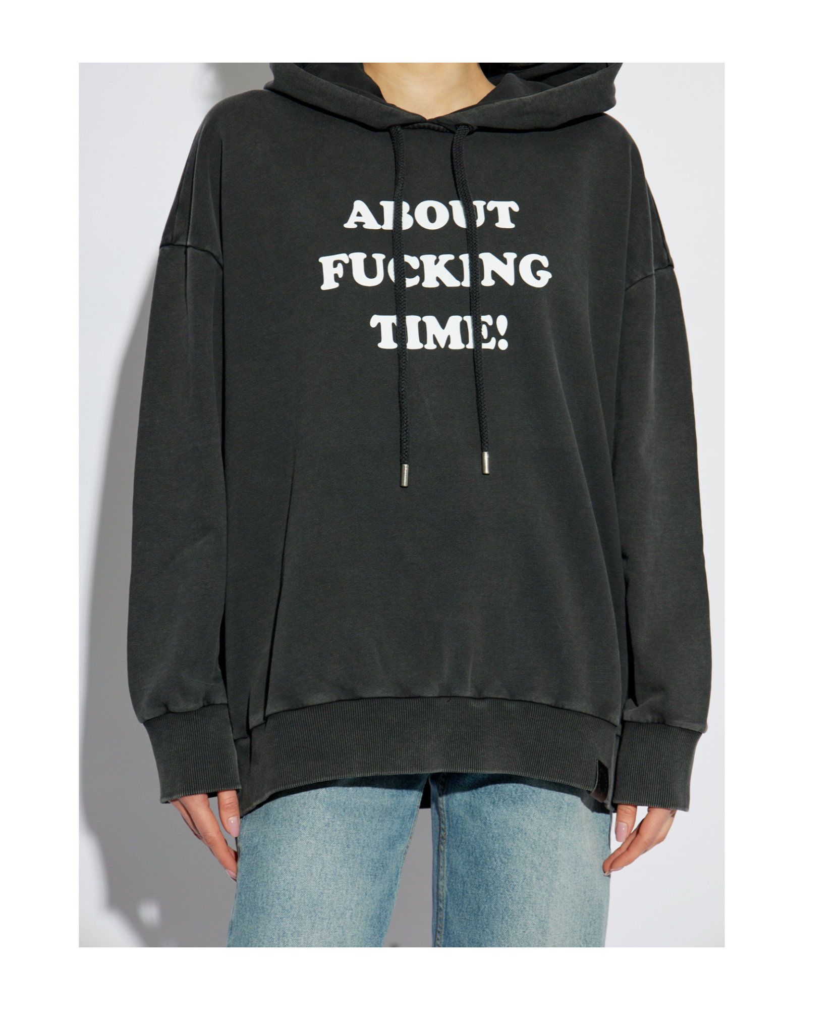 Stella Mccartney Slogan Print Hooded Sweatshirt In Black