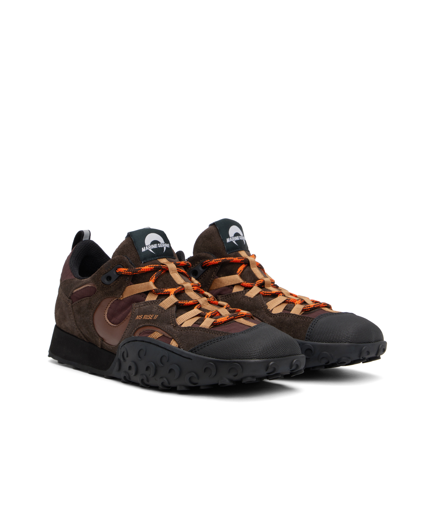 Marine Serre Brown Metal Free Leather Ms Rise Ii Sneakers In Black