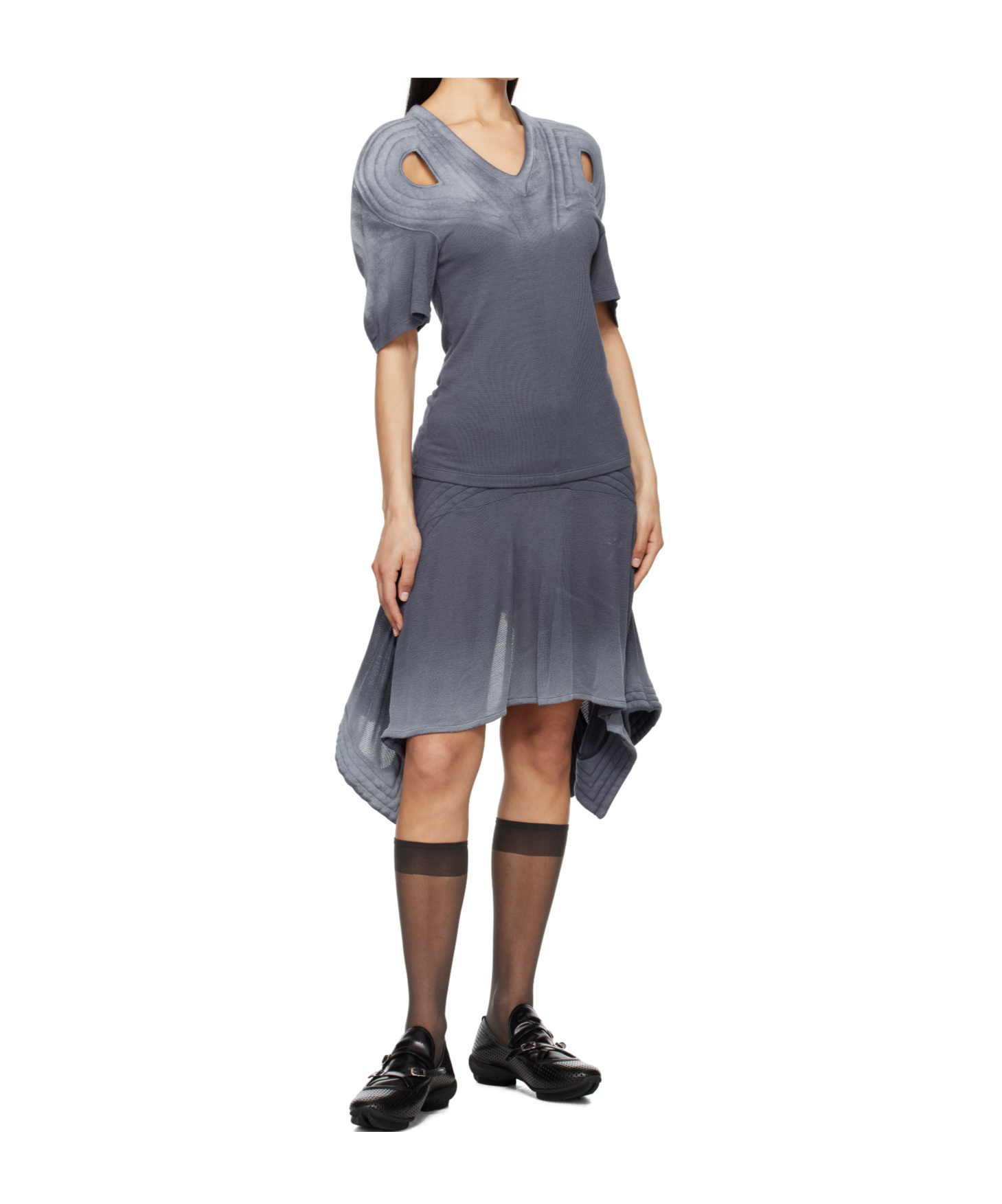Kiko Kostadinov Navy Celritatem Padded Midi Skirt