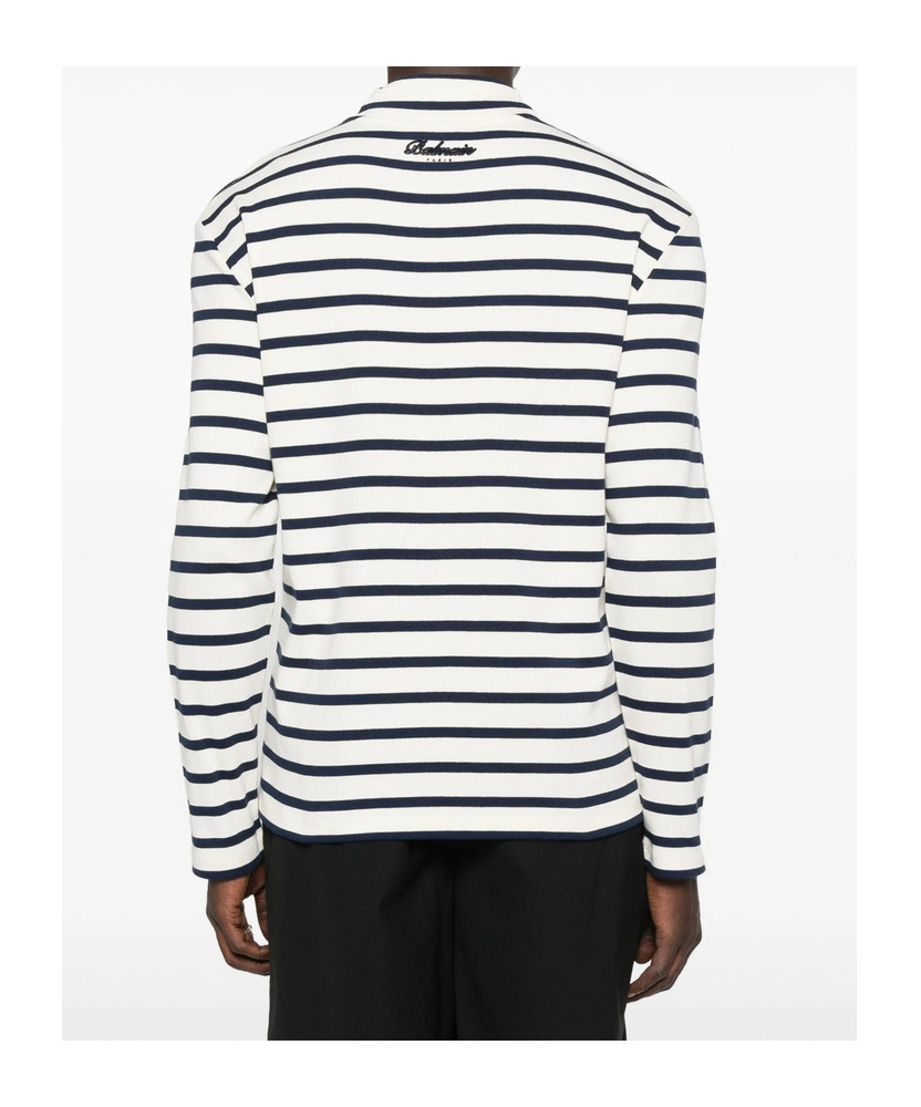 Balmain Striped Long-sleeve T-shirt In White