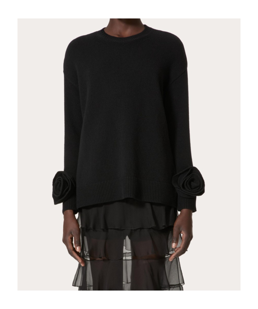 Valentino Regular Fit Wool Jersey Sweater In Black