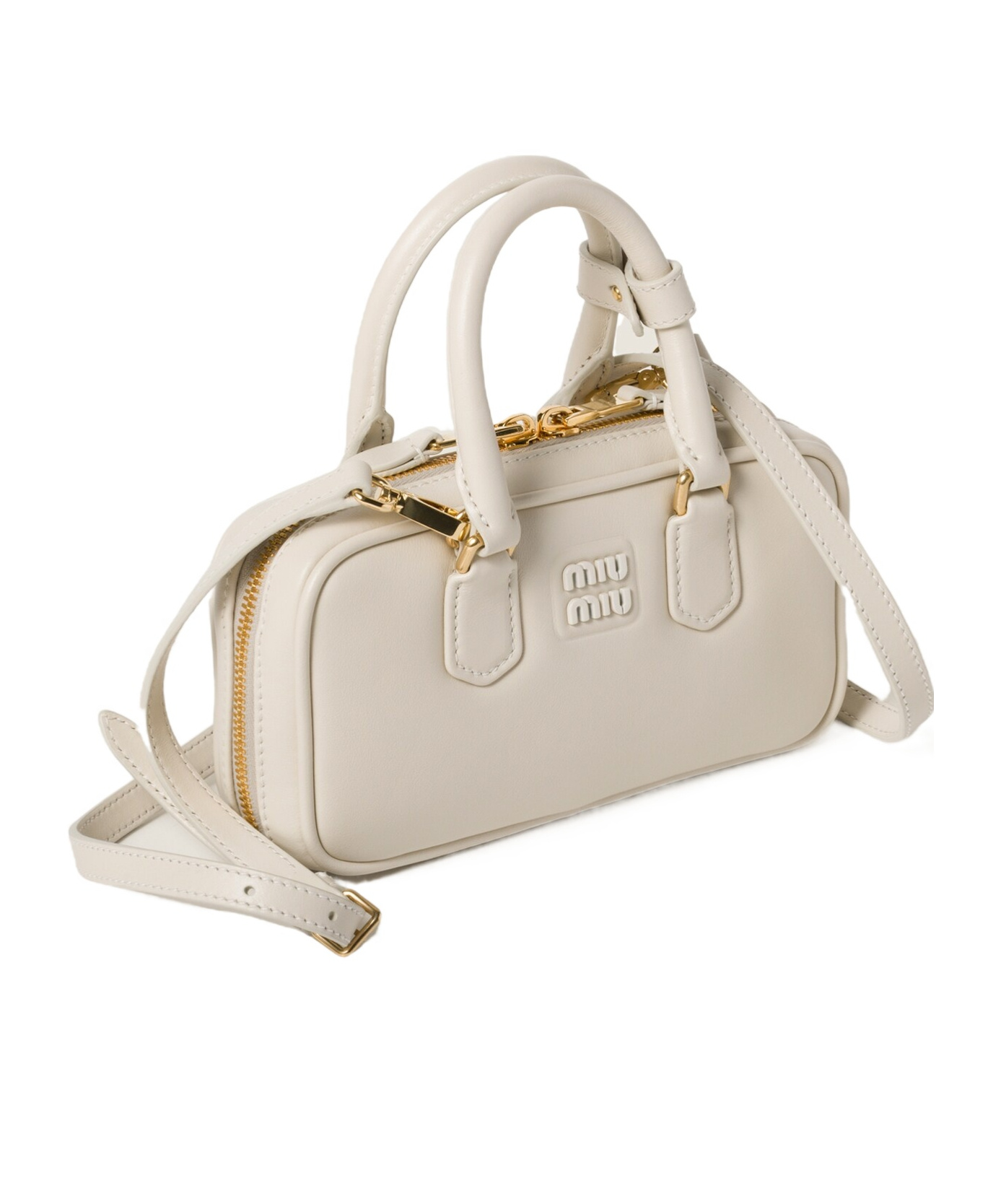 Miu Miu Logo Shoulder Bag In Nude