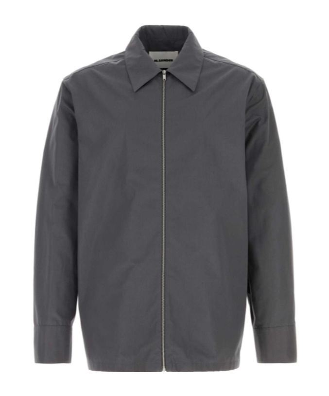 Jil Sander Poplin Shirt Collar Design Long Sleeves In Gray