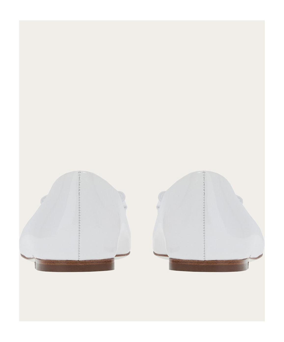 Ferragamo 5mm Anz 1 Patent Leather Ballerina Flats In White