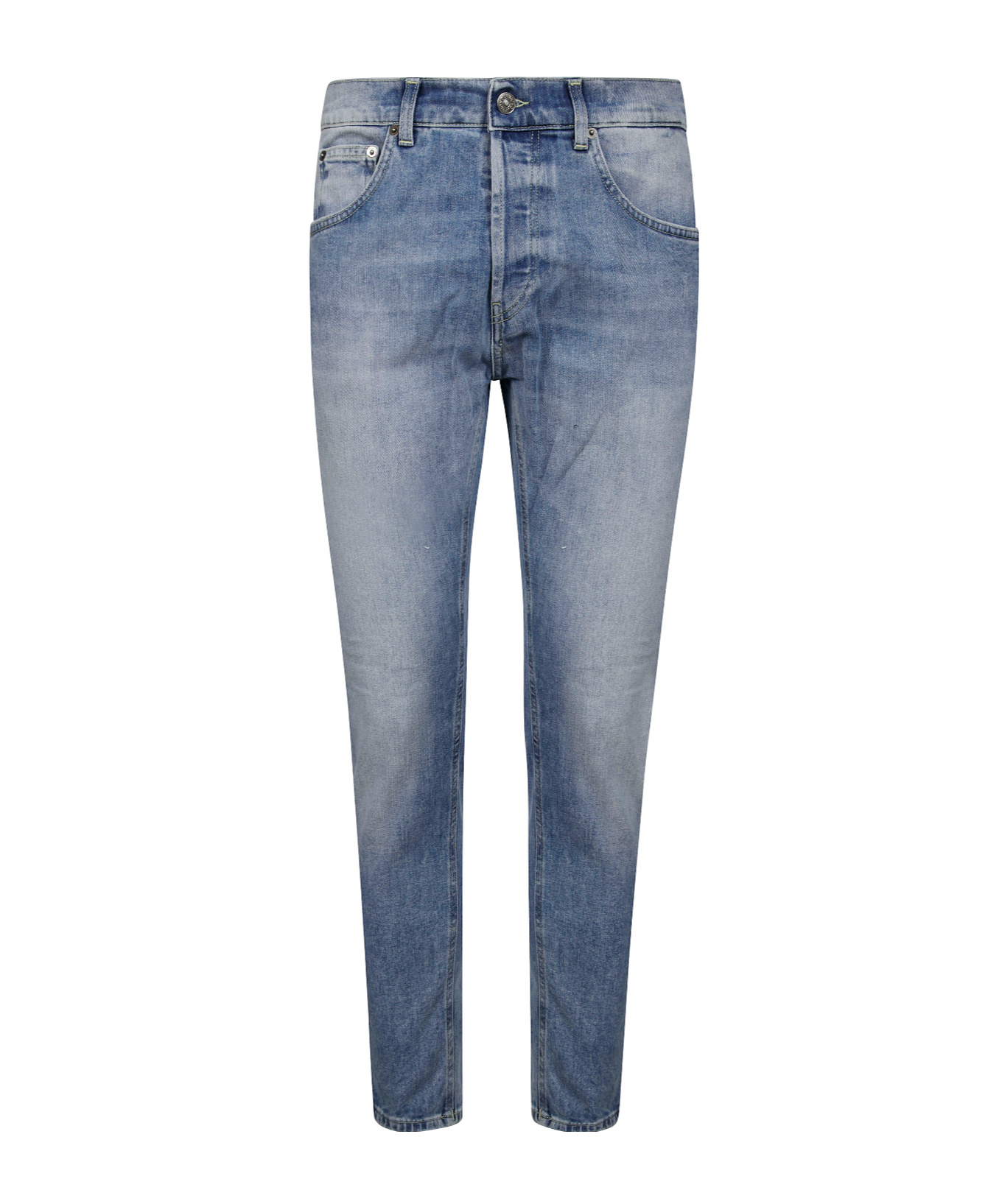 Dondup Light Wash Relaxed-fit Jeans With Rolled Cuffs In Blue
