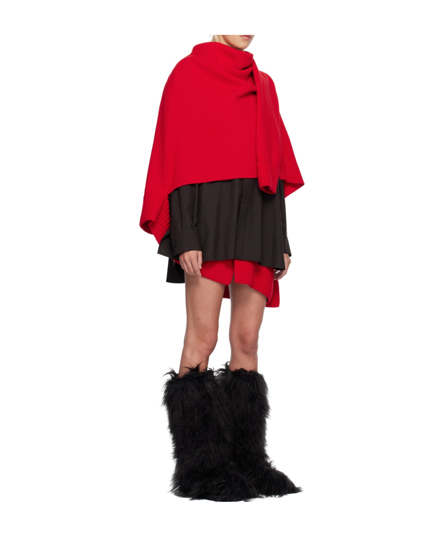 Sacai Knitted Wool Mini Dress In Red