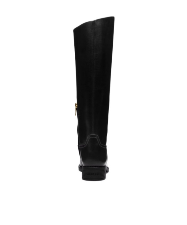 Coach Zip Leather Boots In Black