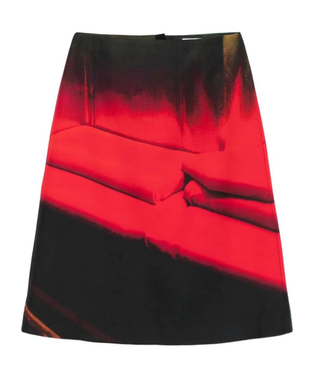 Jil Sander Abstract Straight Ruched Midi Skirt In Red