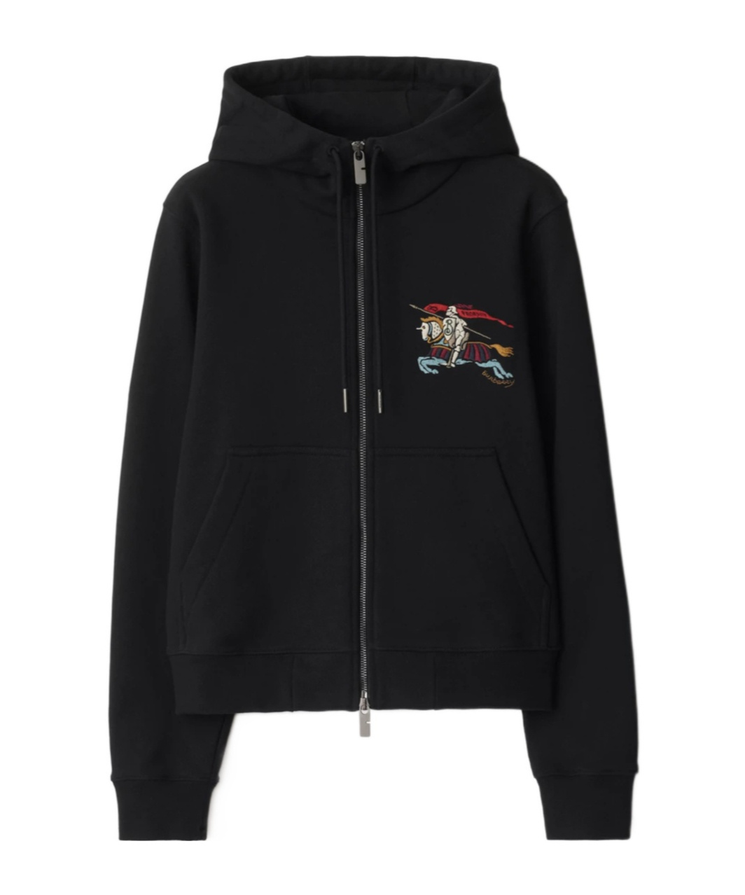 Burberry Ekd Cotton Zip Hoodie In Black