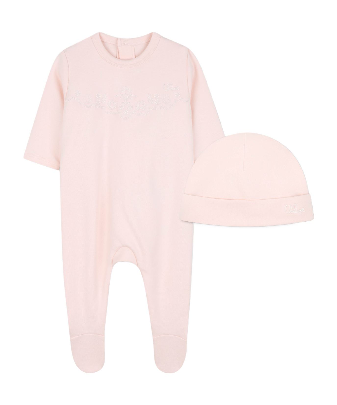 Chloé Crew Neck Jumpsuit And Hat Set In Pink