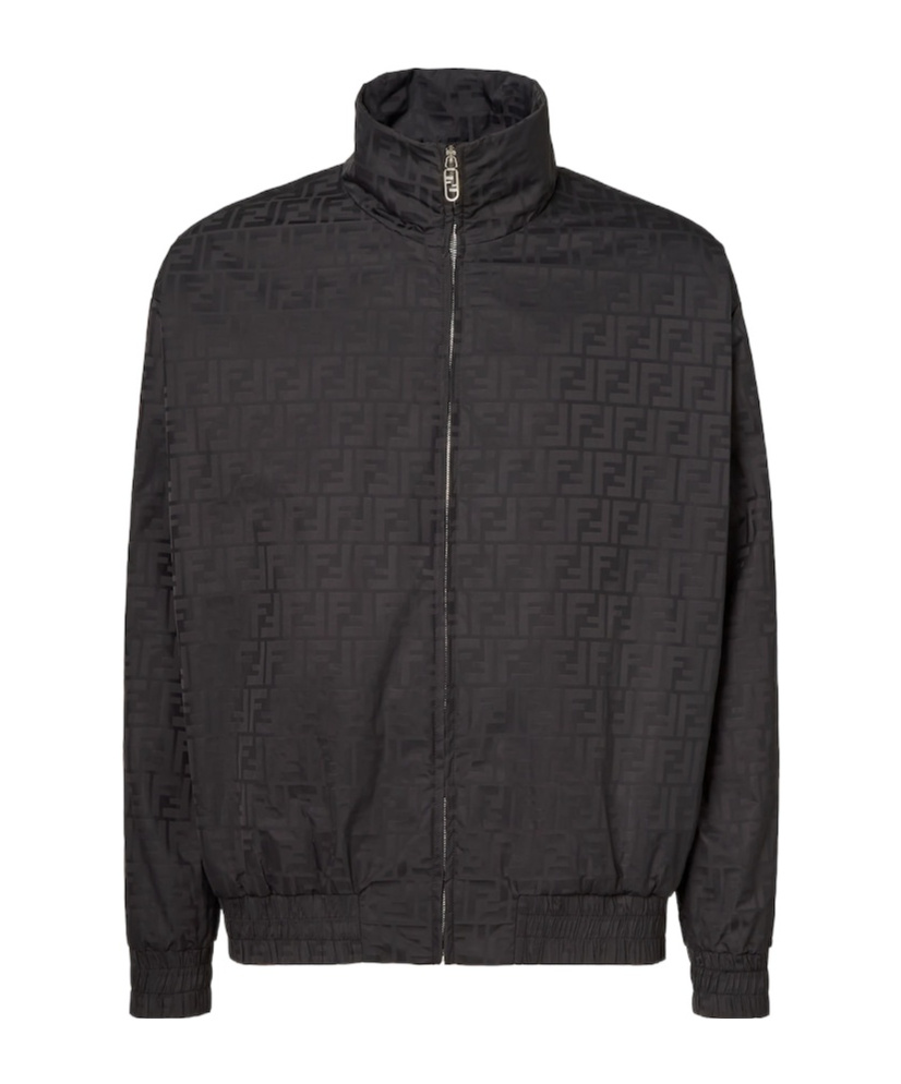 Fendi Ff Bomber Jacket In Nylon In Black