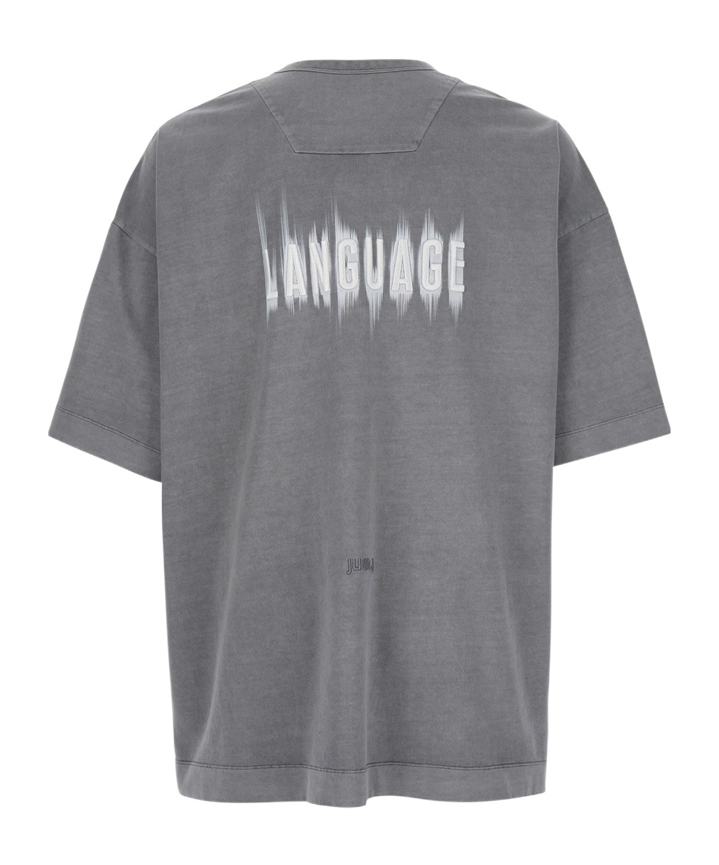 Juunj Grey T-shirt With Logo Embroidered On The Front And Print On The Back In Gray
