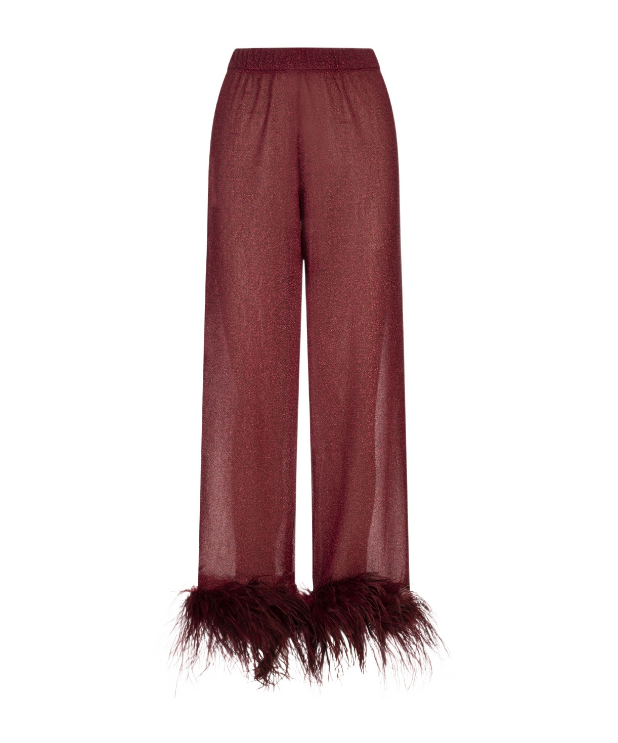 Oseree Plumage Feather-trim Trousers In Red