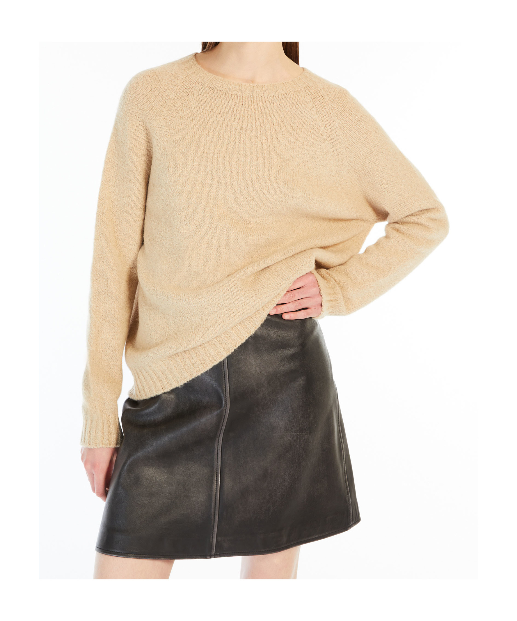 Weekend Max Mara Camel Stretch Alpaca Blend Ghiacci Sweater In Nude