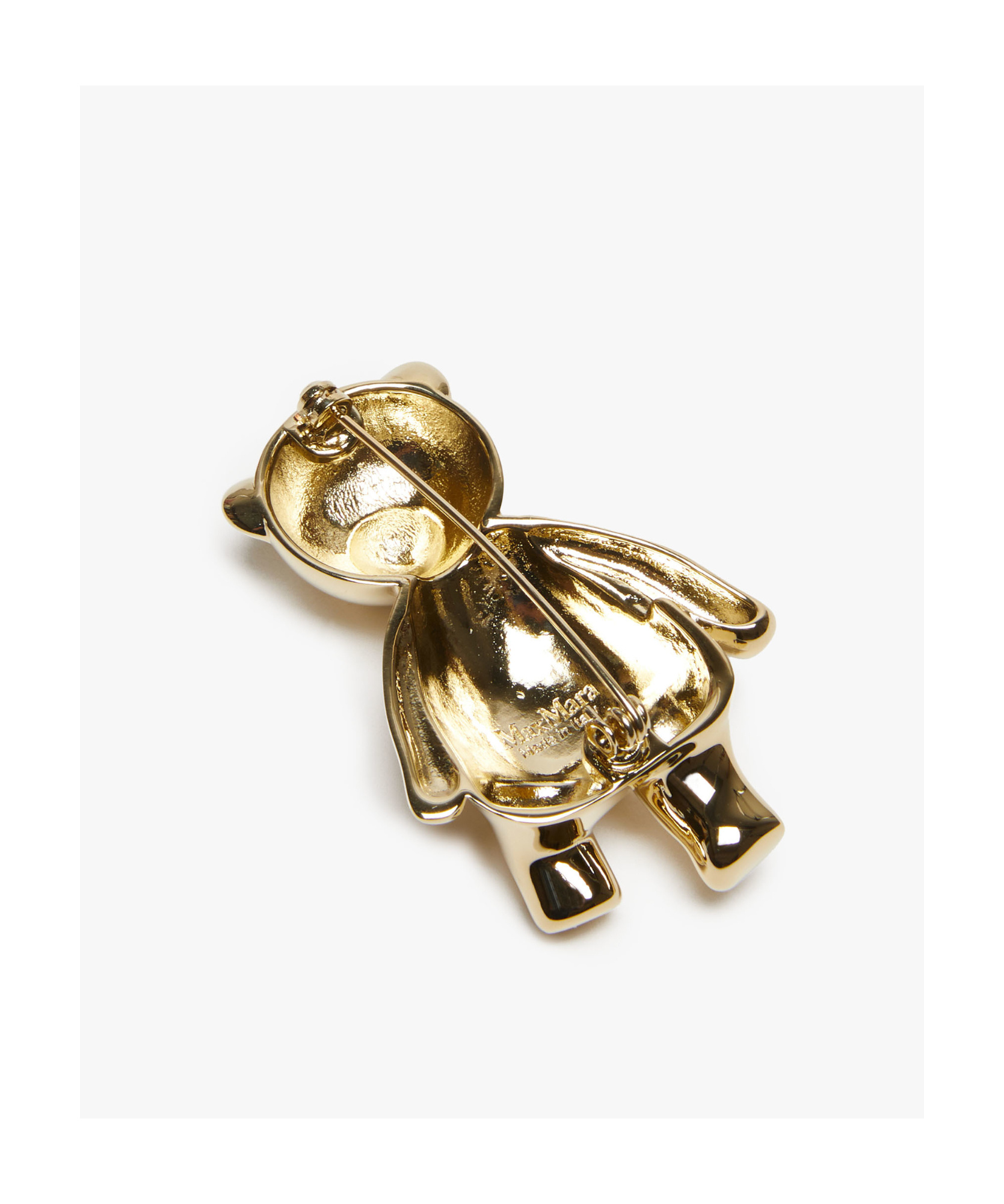 Max Mara Metal Teddy Bear Brooch In Yellow