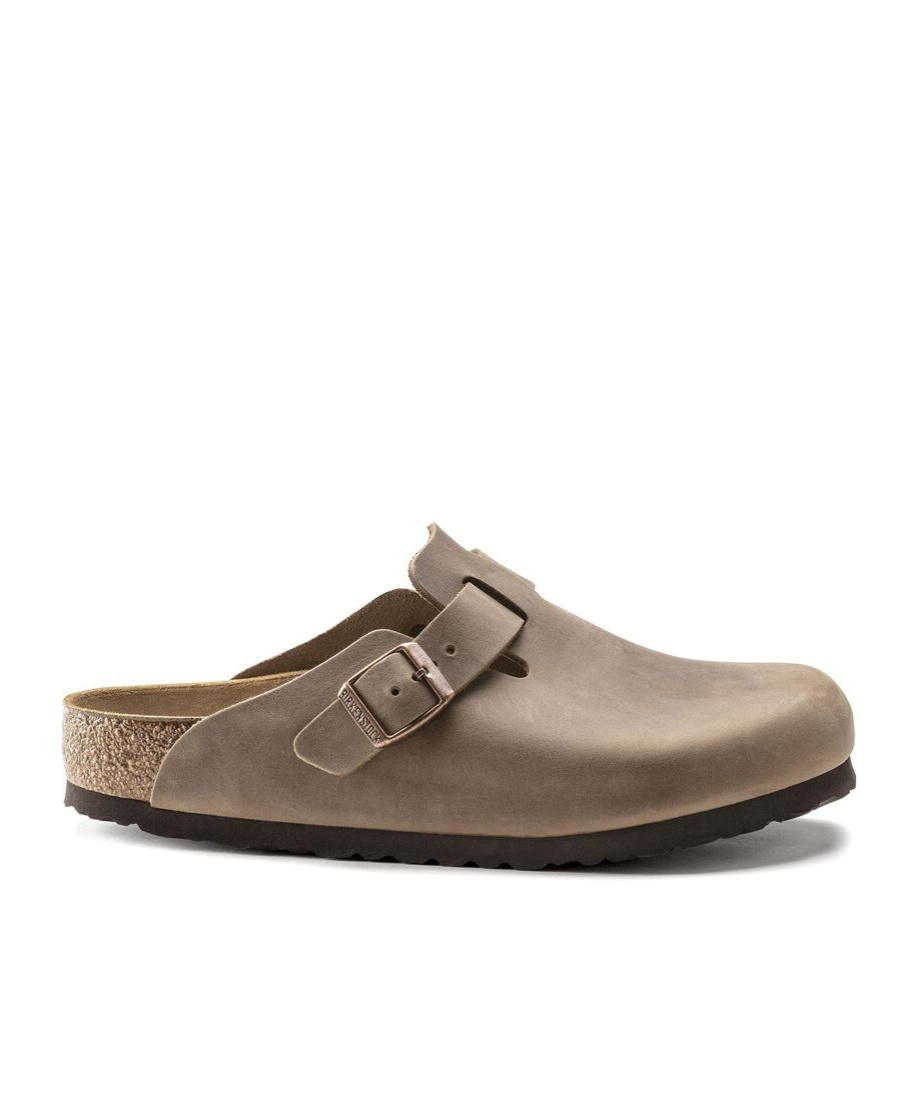 Birkenstock Boston Oiled Suede Slides In Brown