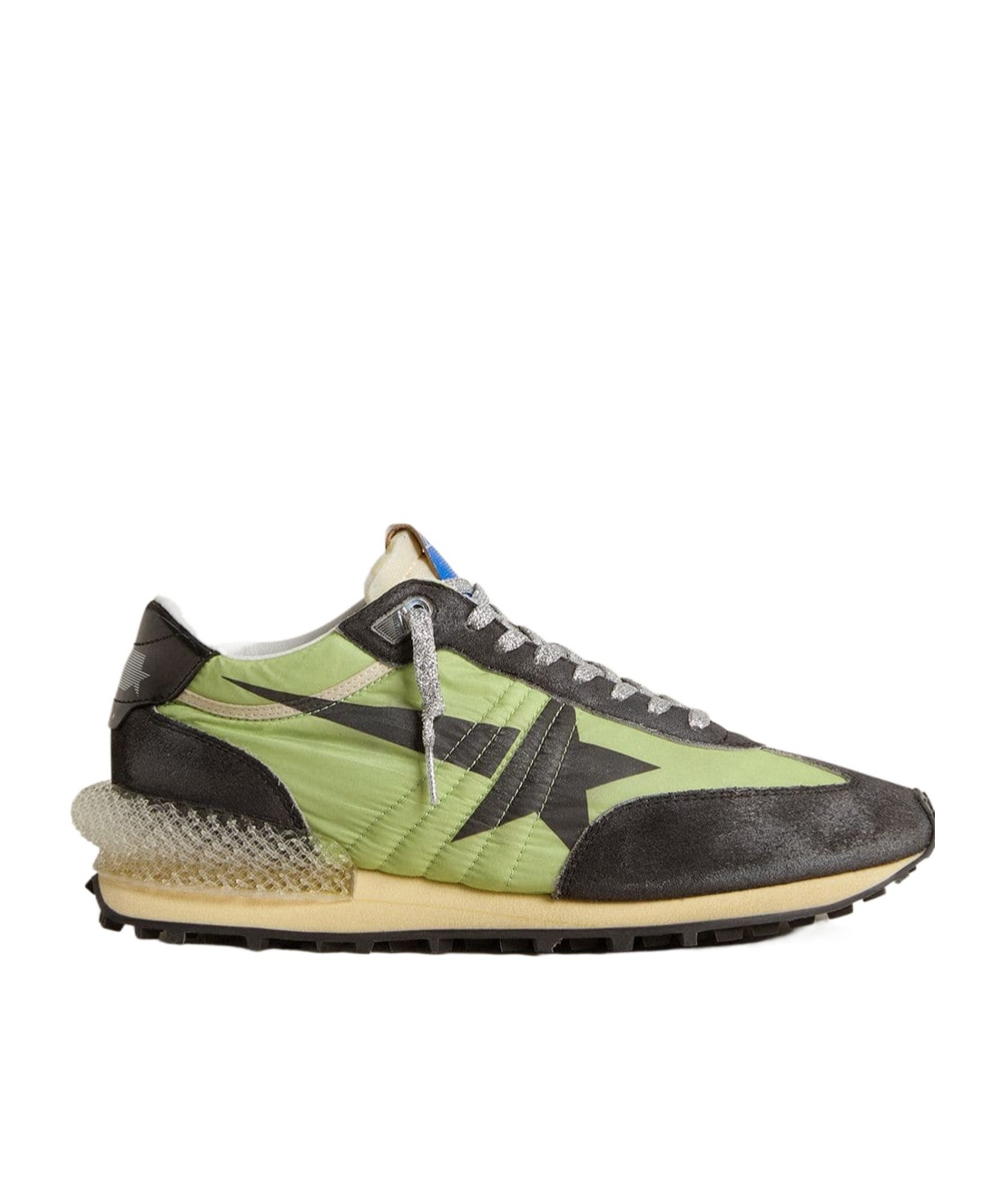 Golden Goose Men's Marathon With Green Nylon Upper And Black Star In Black