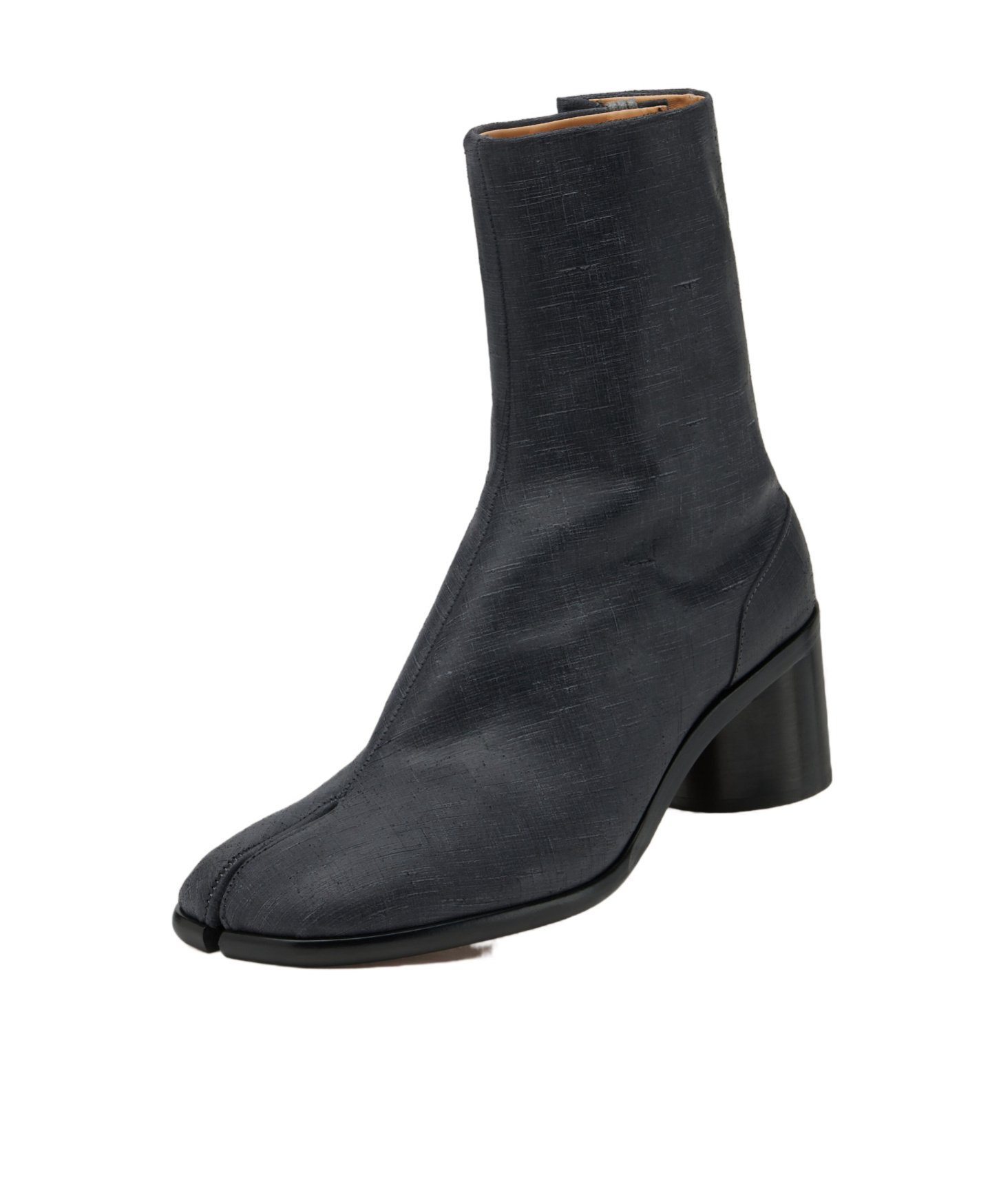 Maison Margiela Black Leather Tabi Ankle Boots In Black