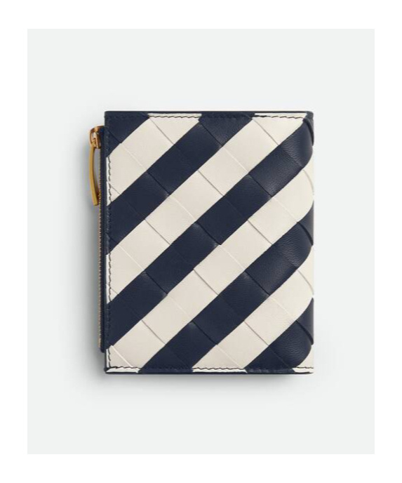 Bottega Veneta Intrecciato Small Bi-fold Wallet In Blank Space/chalk