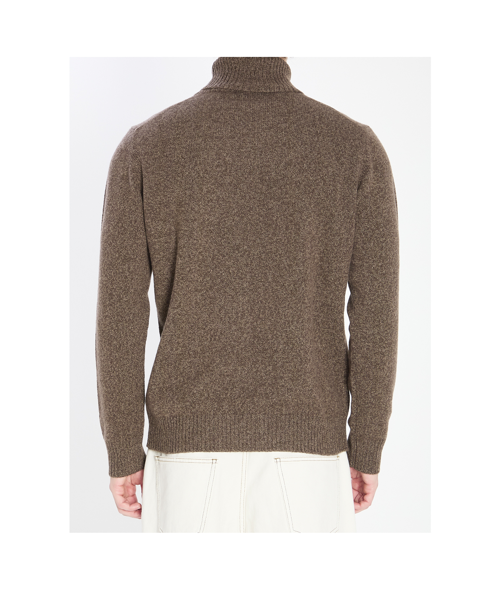 Roberto Collina Turtleneck Sweater In Merino Wool And Cashmere Blend In Brown