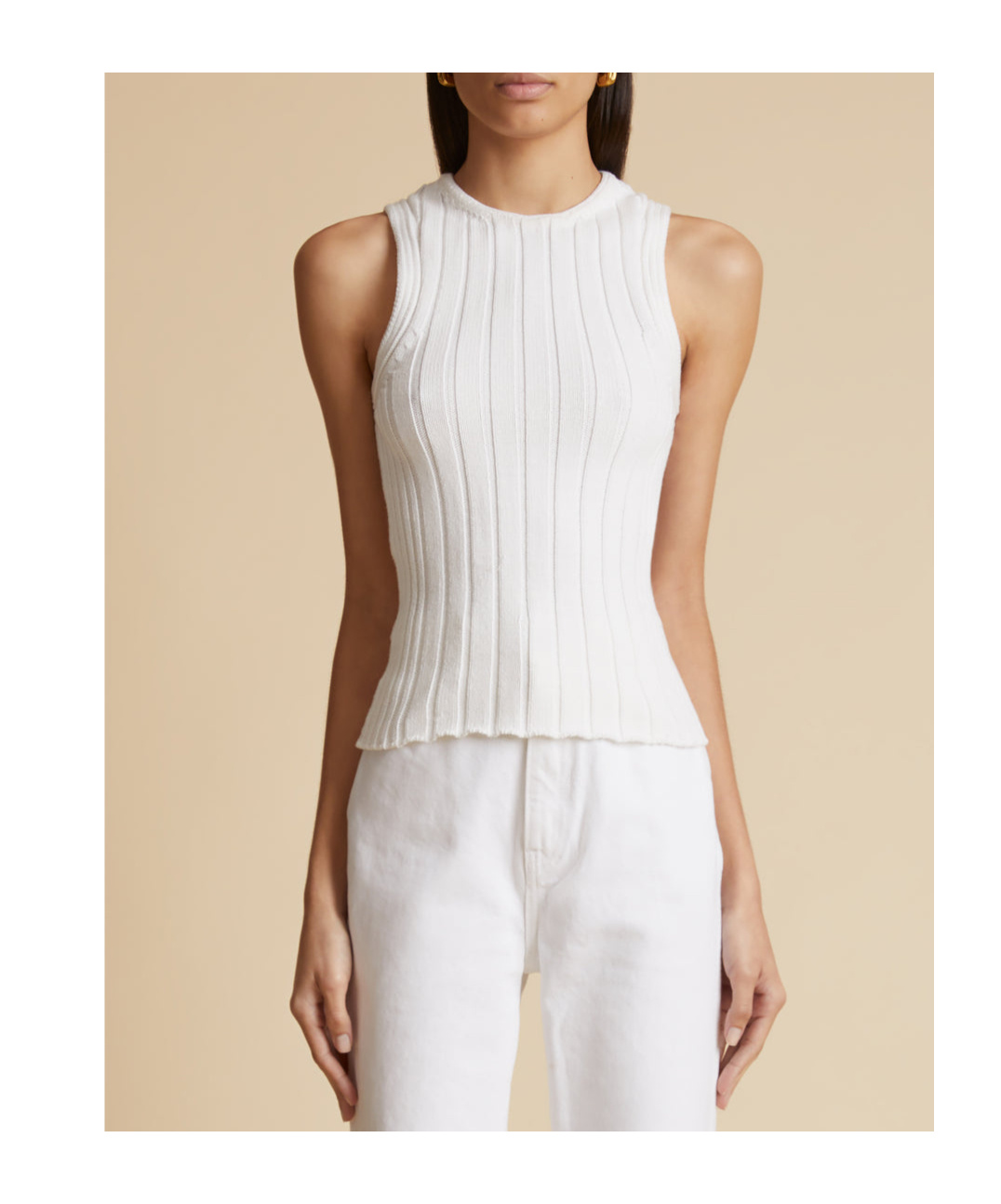 Khaite The Manu High-neck Knitted Tank Top In White