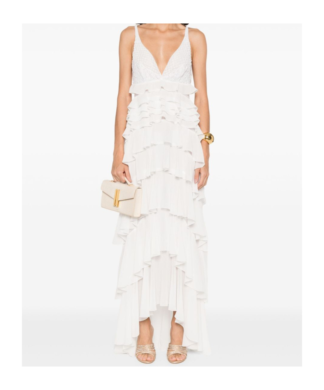 Shop Elisabetta Franchi Georgette Ruffled Maxi Dress