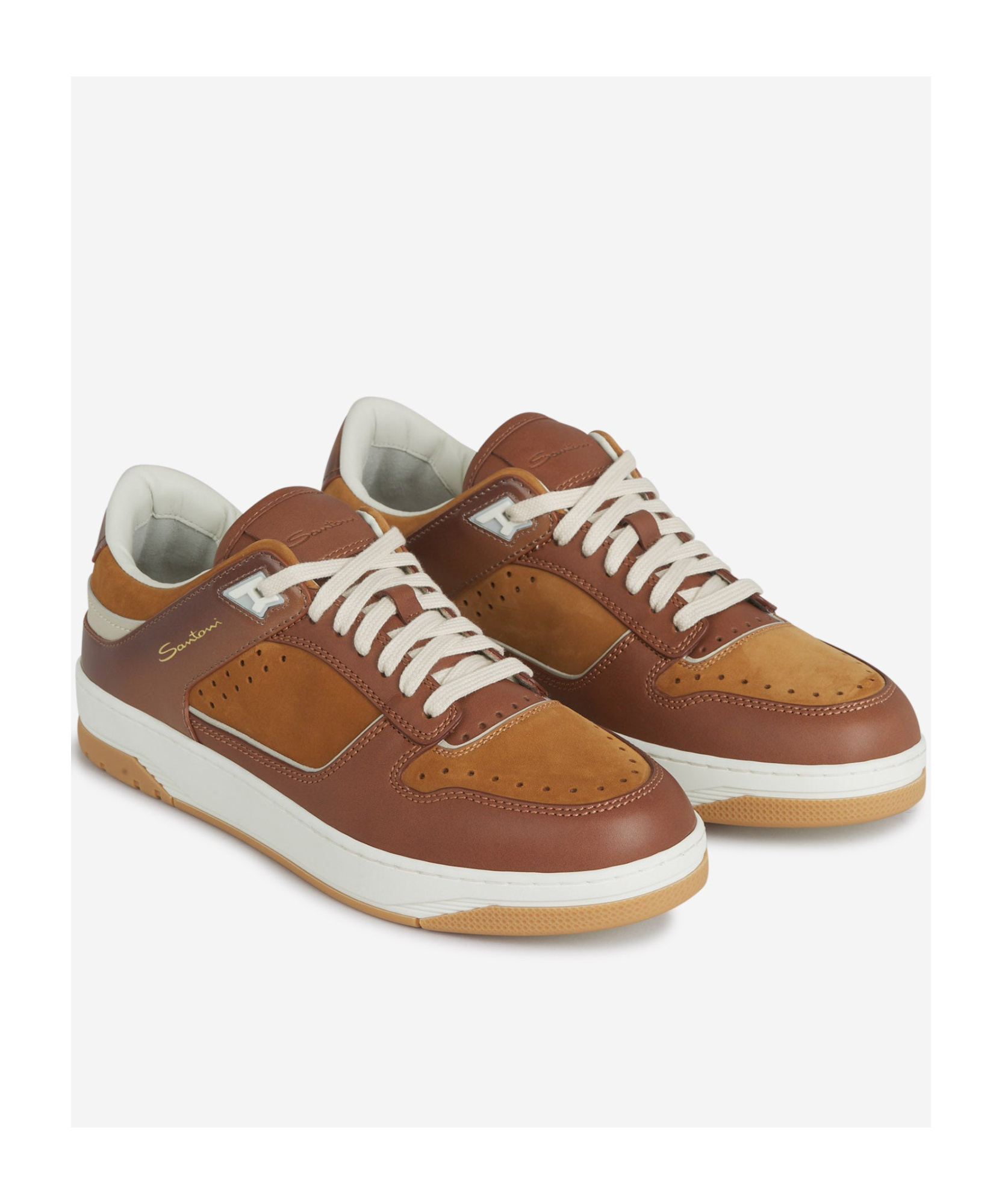 Santoni Laced Sneakers In Brown