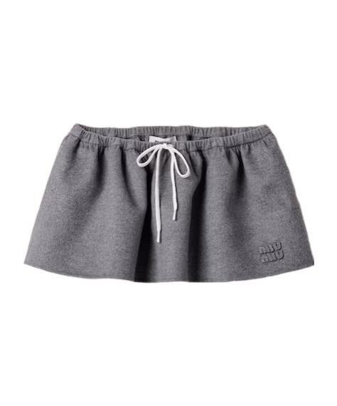 Miu Miu Double Cashmere Miniskirt In Gray
