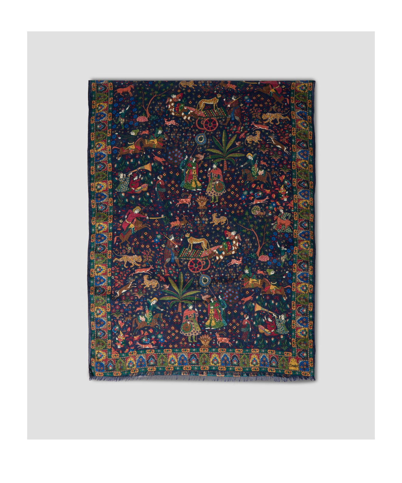 Drake's London Fringed Scarf In Multicolor