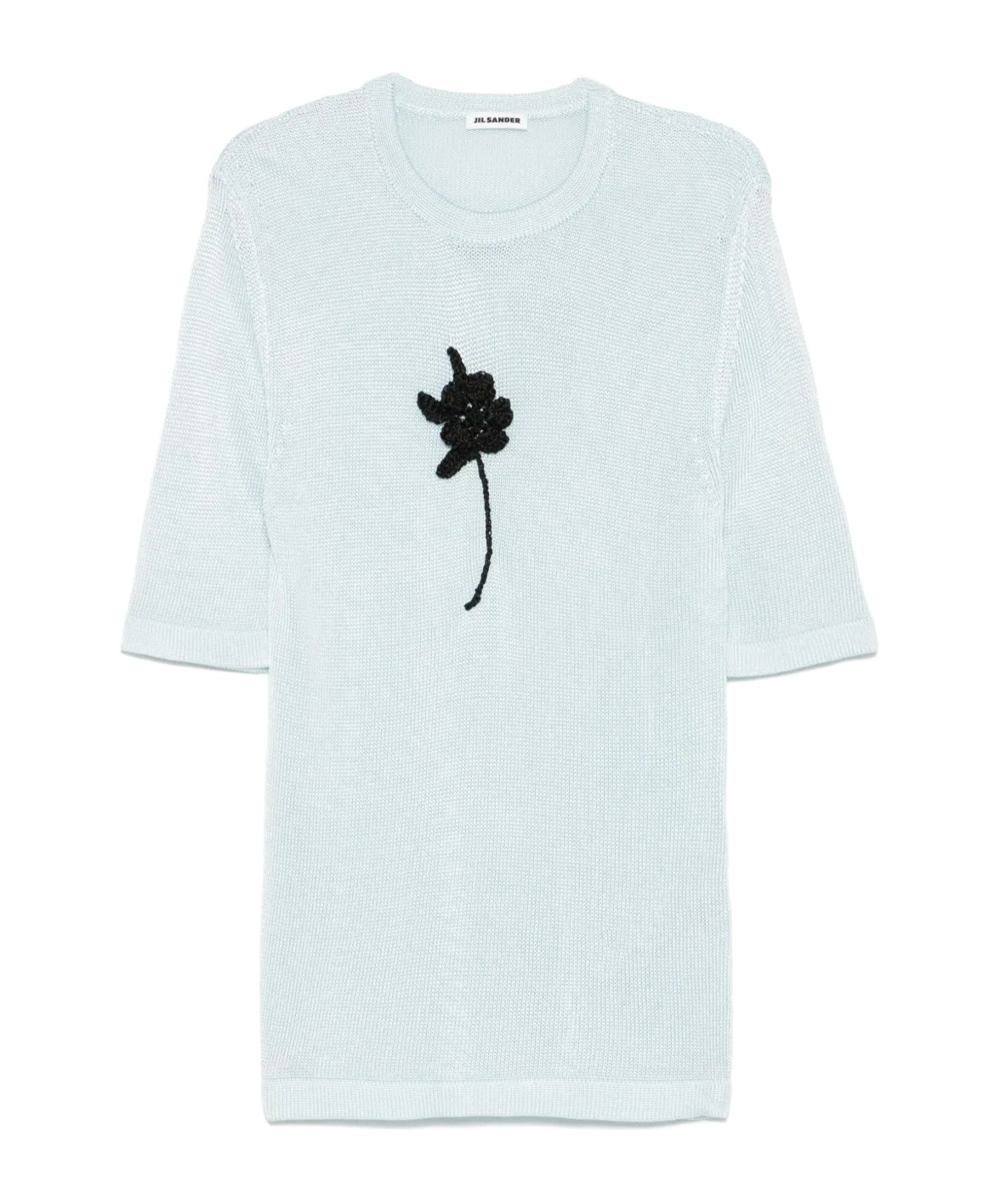 Jil Sander Crochet-flower Knit T-shirt In Sky Blue