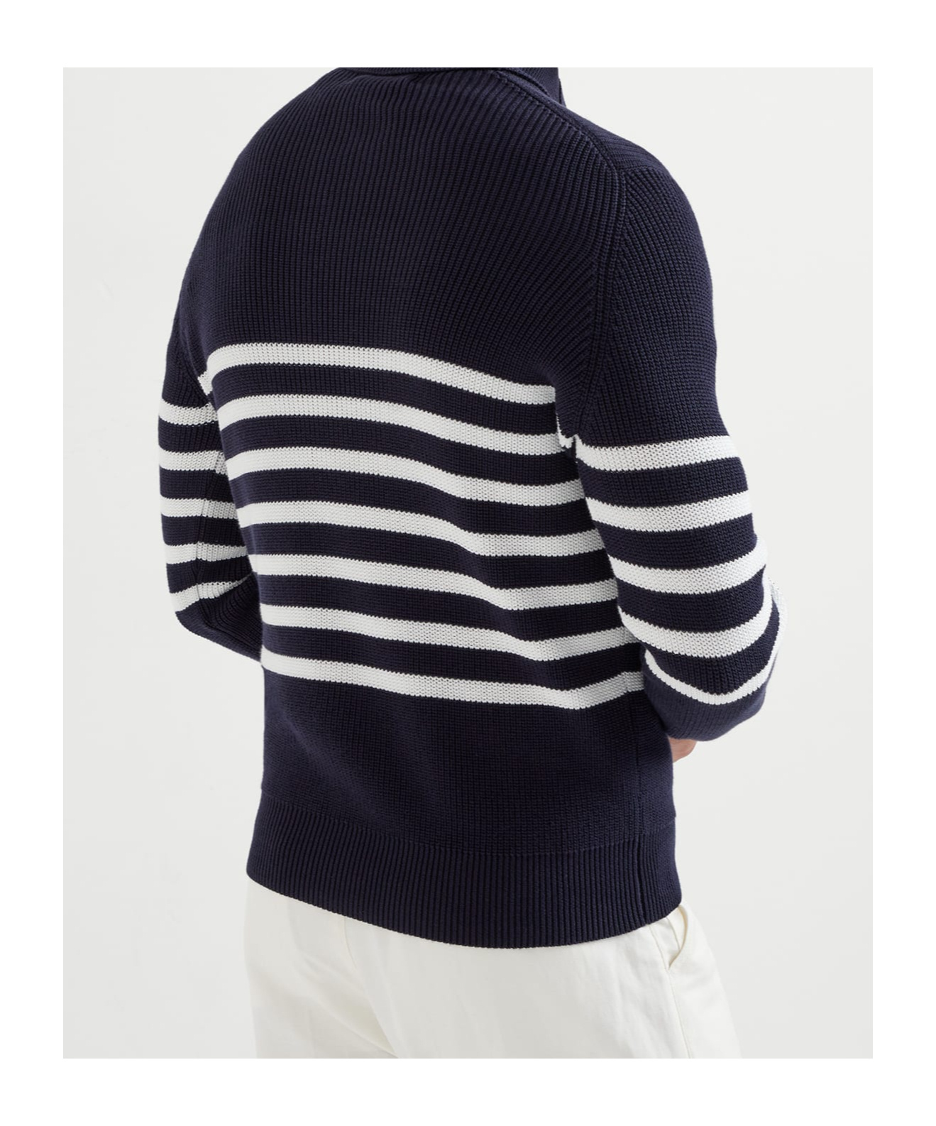 Brunello Cucinelli English Half-ribbed Sweater Sweaters And Cardigans Blue In Blue