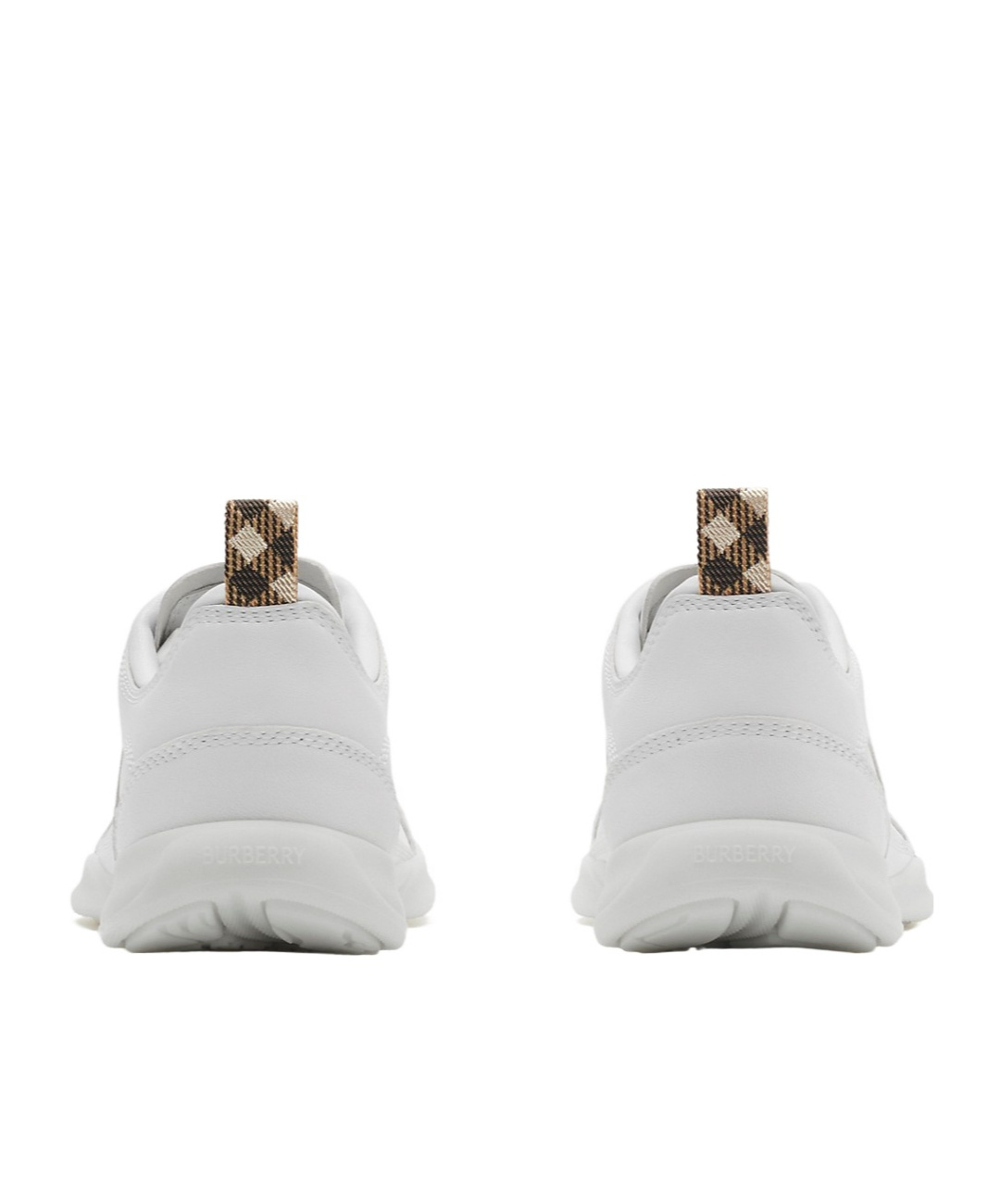 Burberry Blade Check Leather Trainer Sneakers In Optic White