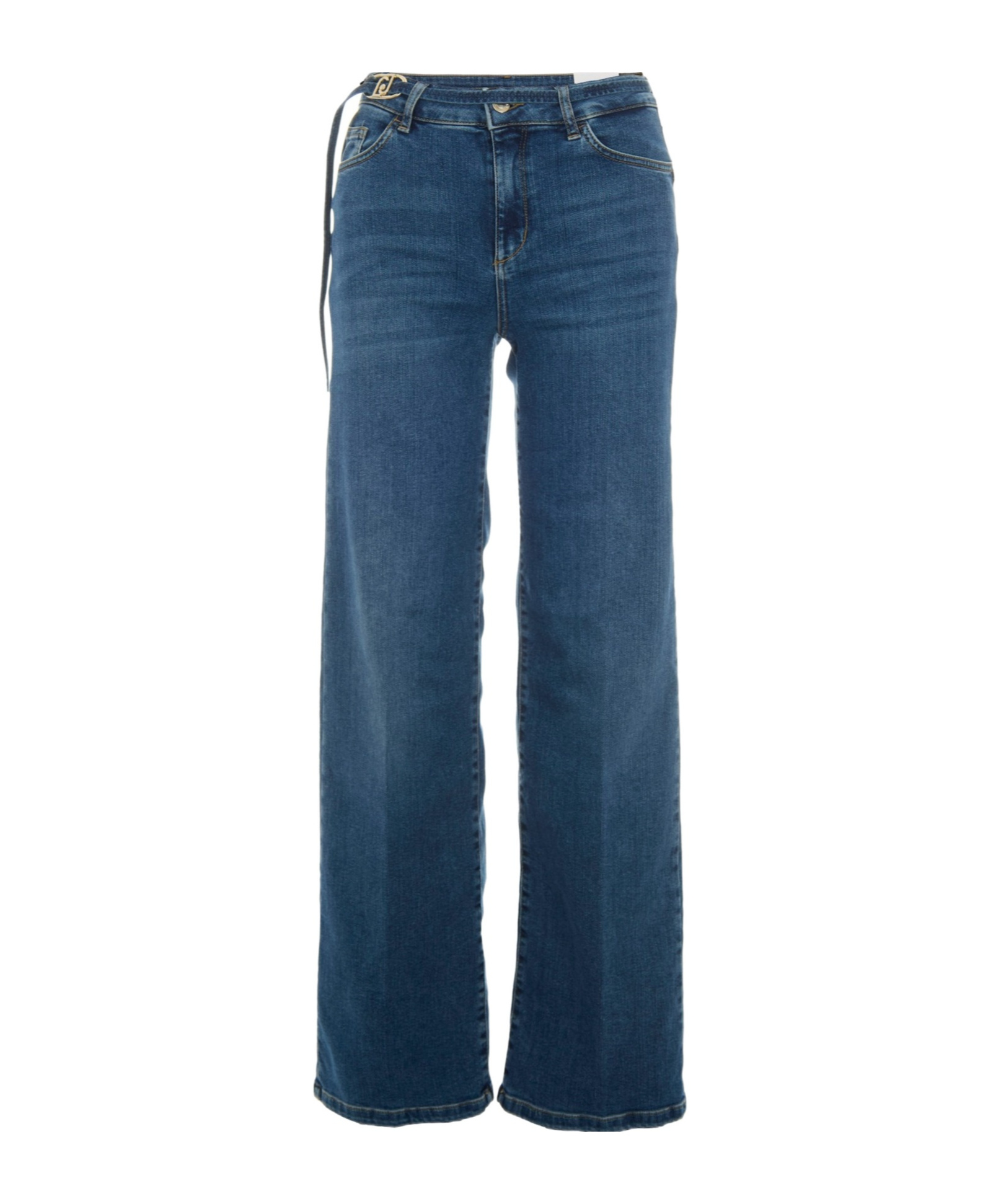Liu •jo Liu Jo Wide-leg Jeans With Belt Detail And Gold-tone Hardware In Blue