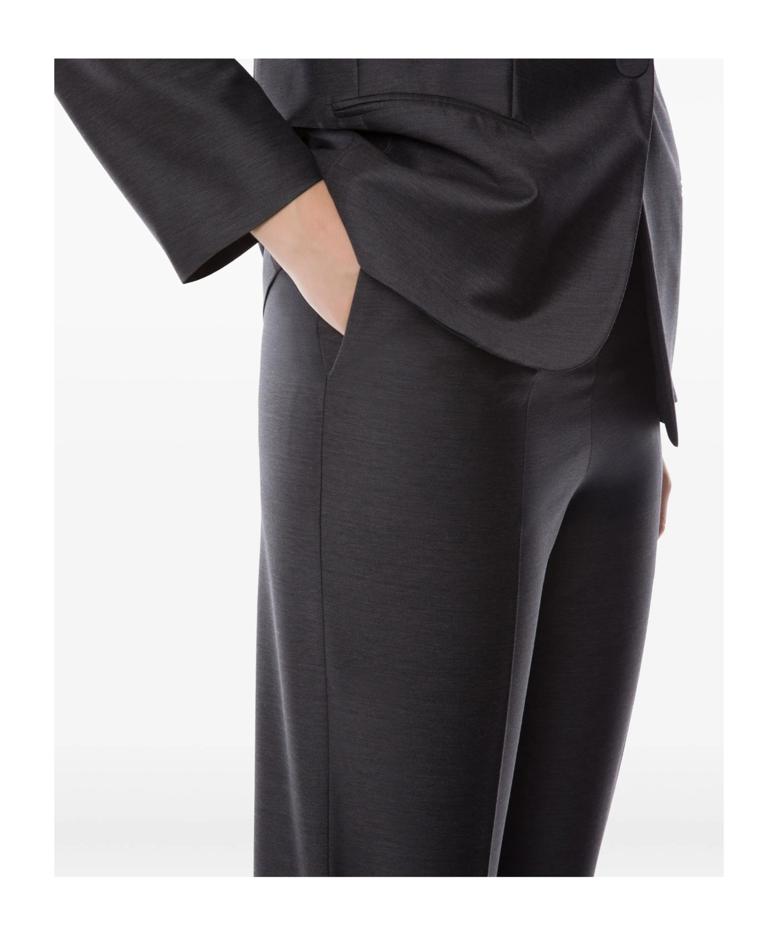 Alberta Ferretti Satin Trousers Embroidered Lapel In Black