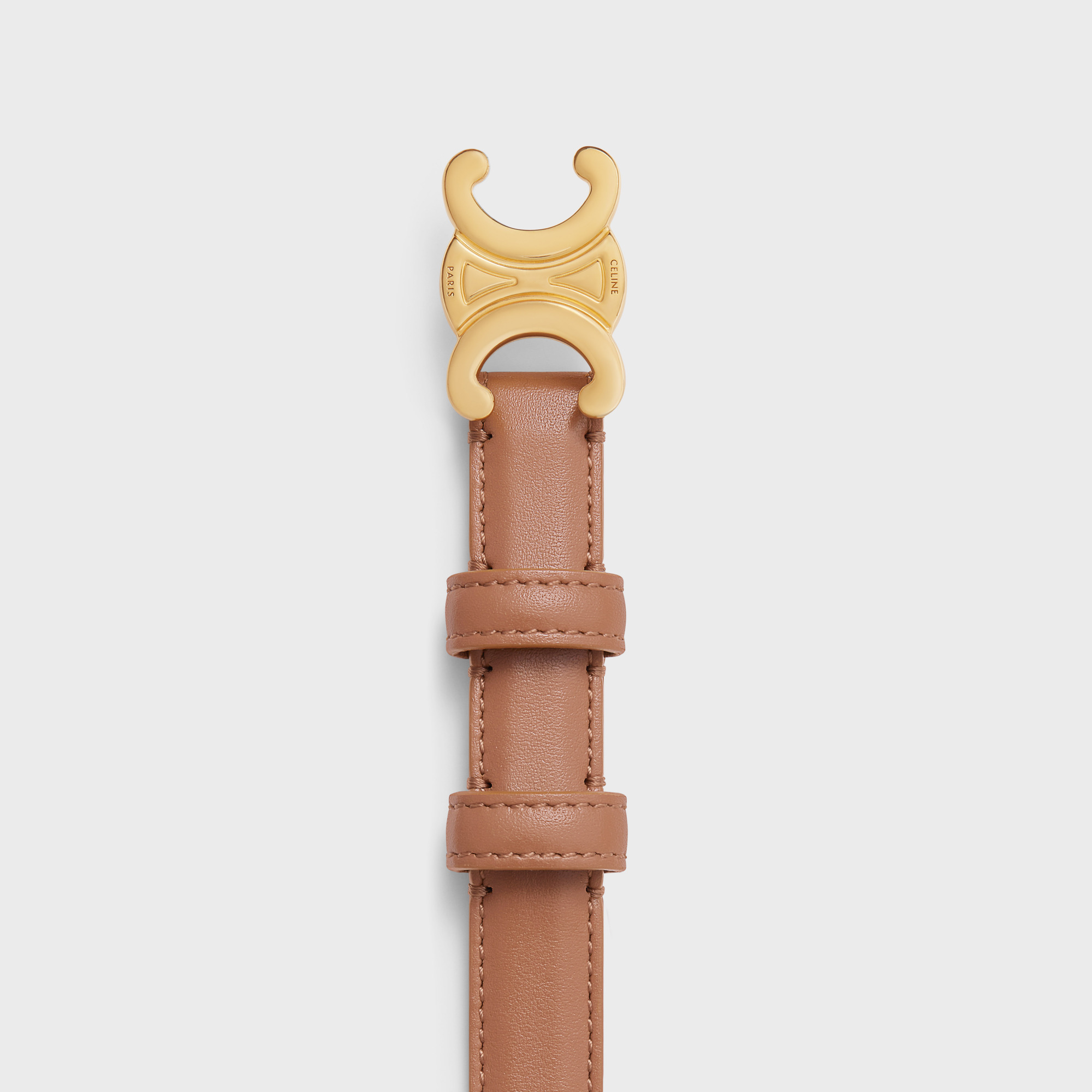 Celine Small Triomphe Taurillon Belt In Brown