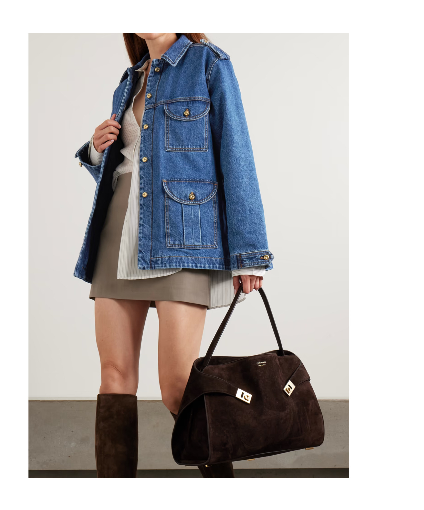 Blazé Milano Sahariana Padded Denim Jacket In Blue