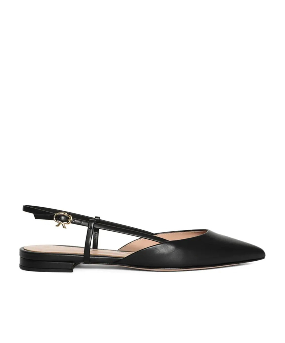 Gianvito Rossi Ascent 05 Leather Slingback Point-toe Flats In Black